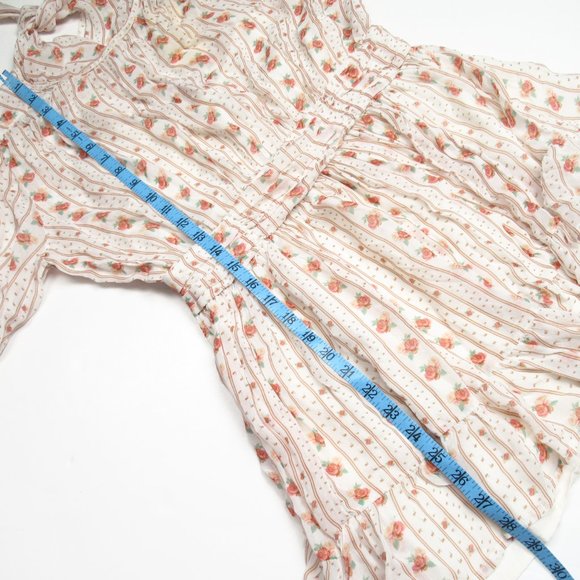 Anthropologie Let Me Be Mock Neck Sheer Mini Dress Pink Floral Combo - Medium - Picture 8 of 11